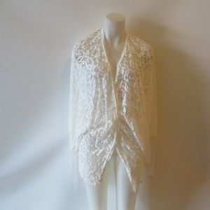 NWT REVERSE WHITE LACE FRINGE SWIM COVER UP SIZE M